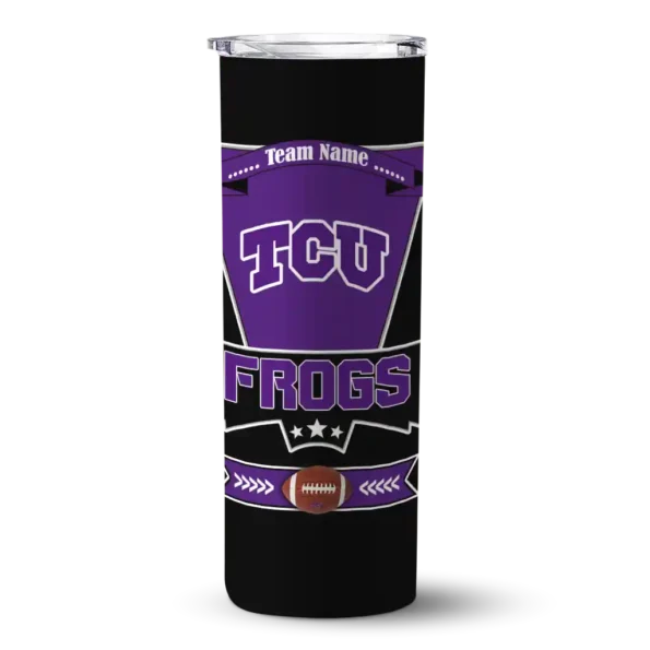 personalized tcu horned frogs helmet belt purple black skinny tumbler best selling
