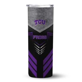 Personalized TCU Horned Frogs Hexagon Honeycomb Purple Black Skinny Tumbler