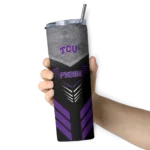 personalized-tcu-horned-frogs-hexagon-honeycomb-purple-black-skinny-tumbler-best-selling.webp