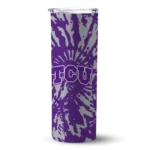 personalized-tcu-horned-frogs-metallic-grid-purple-skinny-tumbler-best-selling.webp