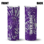 personalized-tcu-horned-frogs-metallic-grid-purple-skinny-tumbler-best-selling.webp