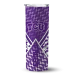 personalized-tcu-horned-frogs-monogram-burst-purple-white-skinny-tumbler-best-selling.webp