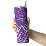personalized-tcu-horned-frogs-monogram-burst-purple-white-skinny-tumbler-best-selling.webp