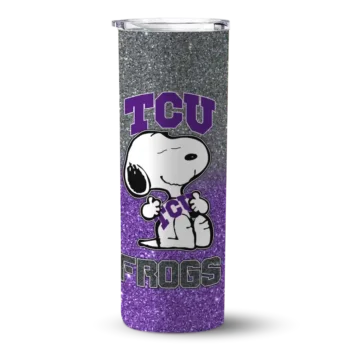Personalized TCU Horned Frogs Snoopy Attitude Purple Skinny Tumbler