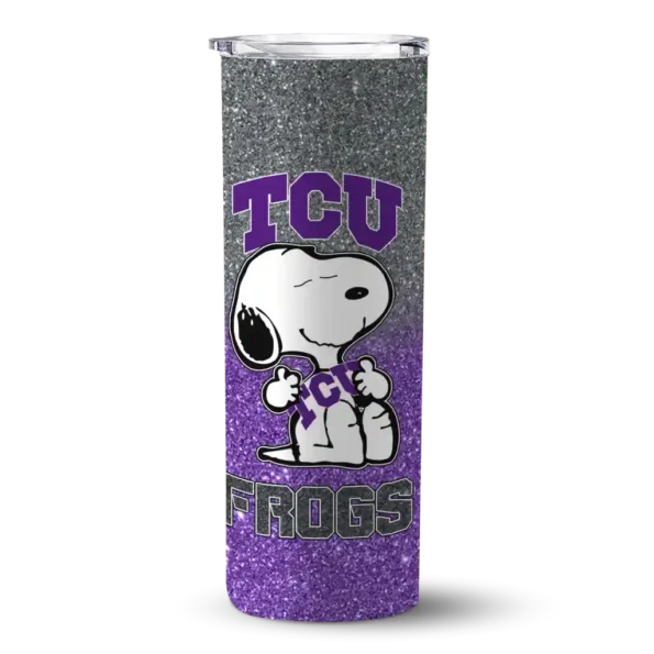 personalized tcu horned frogs snoopy attitude purple skinny tumbler best selling