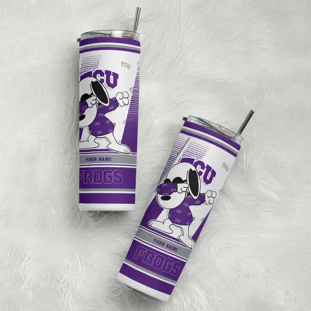 personalized-tcu-horned-frogs-snoopy-dog-purple-white-skinny-tumbler-top-rated.webp