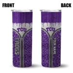 personalized-tcu-horned-frogs-sparkle-drip-purple-skinny-tumbler-best-selling.webp