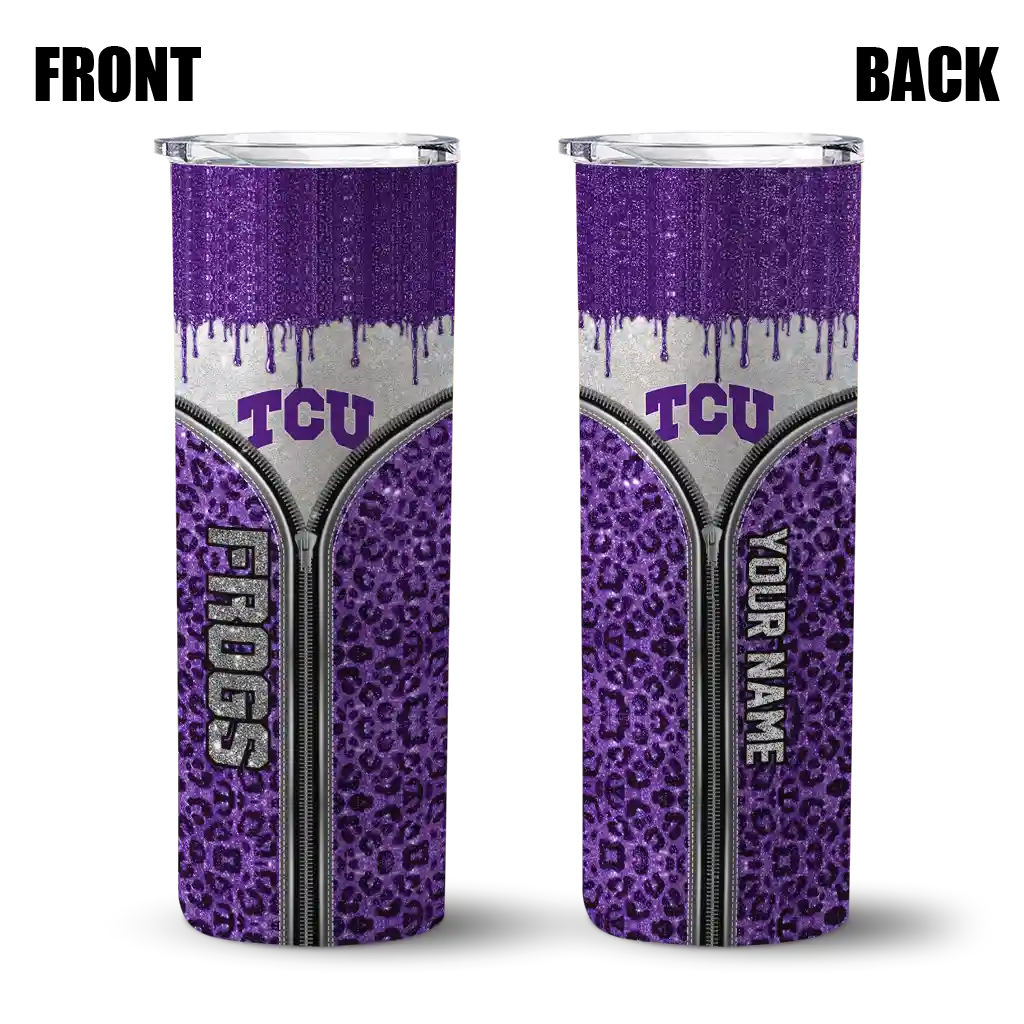 personalized-tcu-horned-frogs-sparkle-drip-purple-skinny-tumbler-fashion-forward.webp