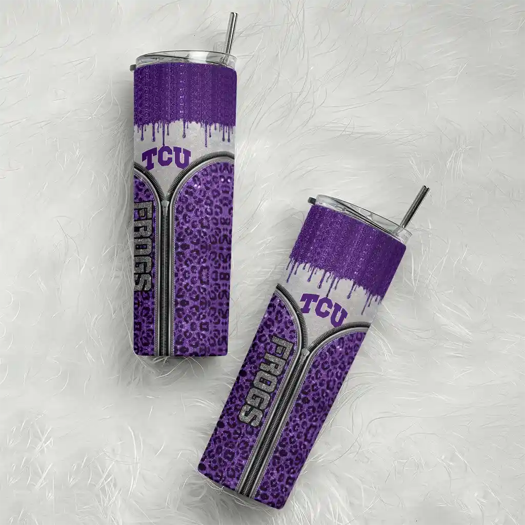 personalized-tcu-horned-frogs-sparkle-drip-purple-skinny-tumbler-top-rated.webp