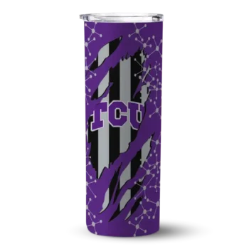 Personalized TCU Horned Frogs Star Pop Purple Black Skinny Tumbler