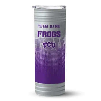 Personalized TCU Horned Frogs Swirl Texture Purple Skinny Tumbler