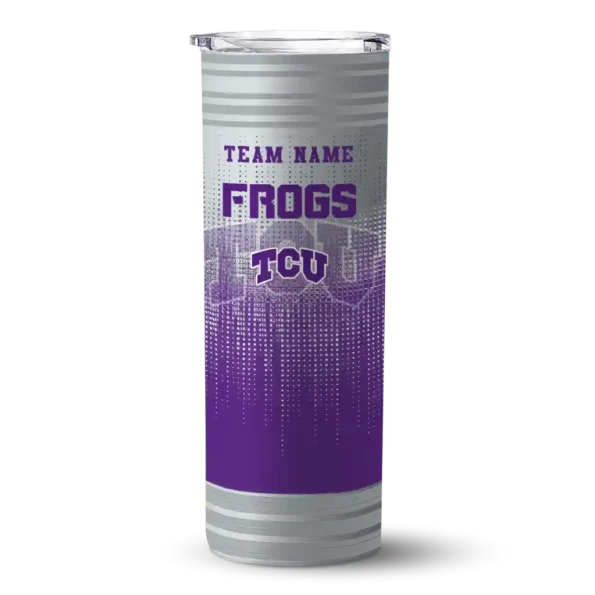 personalized tcu horned frogs swirl texture purple skinny tumbler best selling 1