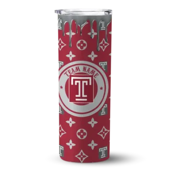 Personalized Temple Owls Camo Streak Red Skinny Tumbler