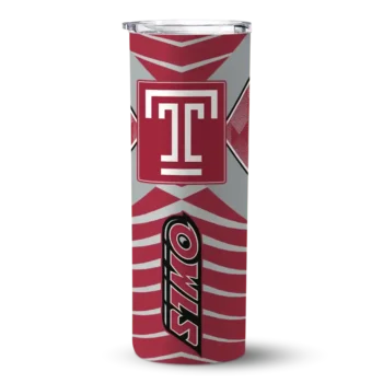 Personalized Temple Owls Camo Texture Red Skinny Tumbler