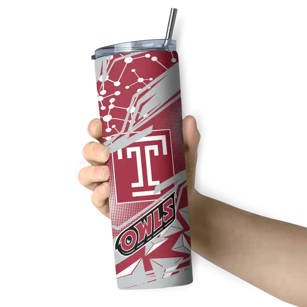 personalized-temple-owls-helmet-clash-red-skinny-tumbler-premium-grade.webp