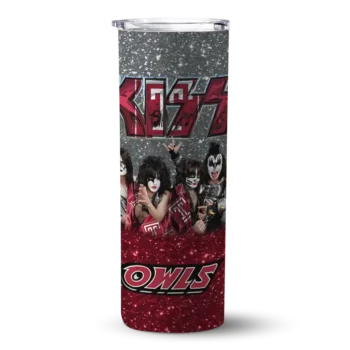 Personalized Temple Owls Kiss Band Silver Skinny Tumbler