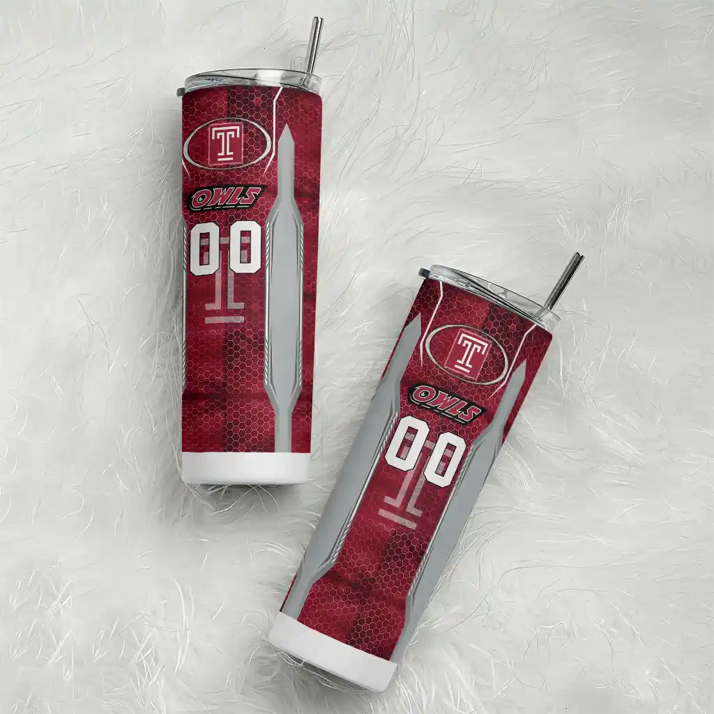 personalized-temple-owls-stacked-diamond-red-skinny-tumbler-top-rated.webp
