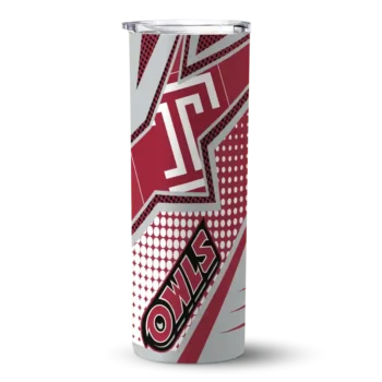 Personalized Temple Owls Web Stripes Red White Skinny Tumbler