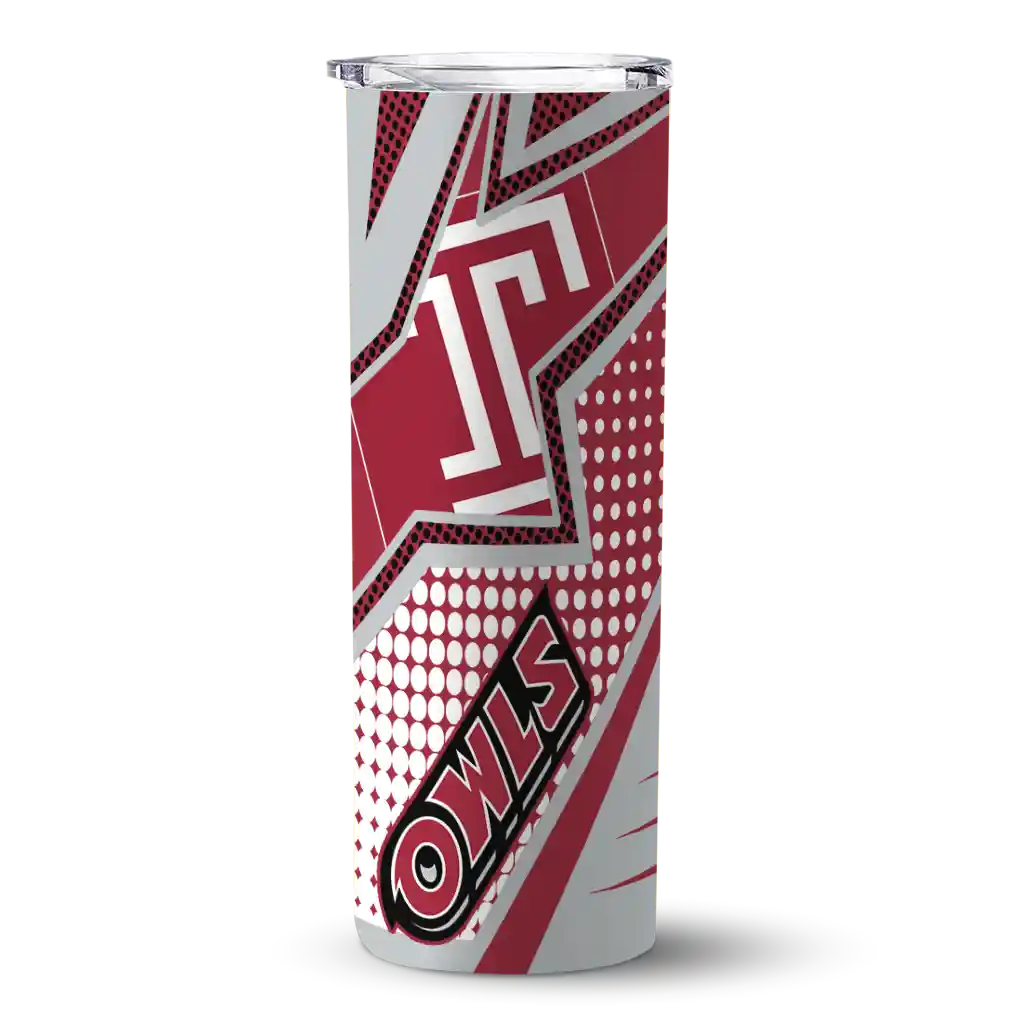 personalized-temple-owls-web-stripes-red-white-skinny-tumbler-best-selling.webp personalized temple owls web stripes red white skinny tumbler best selling