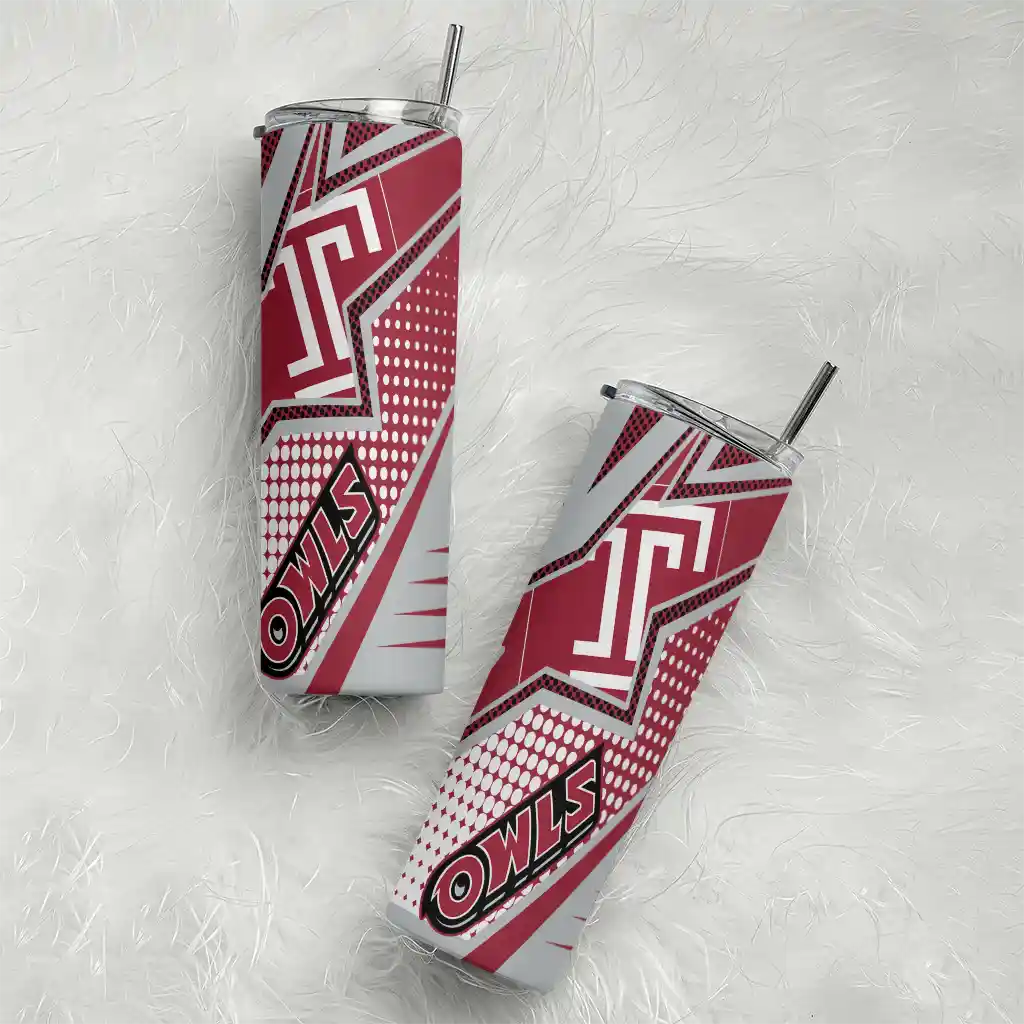personalized-temple-owls-web-stripes-red-white-skinny-tumbler-top-rated.webp