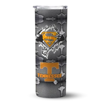 Personalized Tennessee Volunteers Chevron V Orange Gray Skinny Tumbler