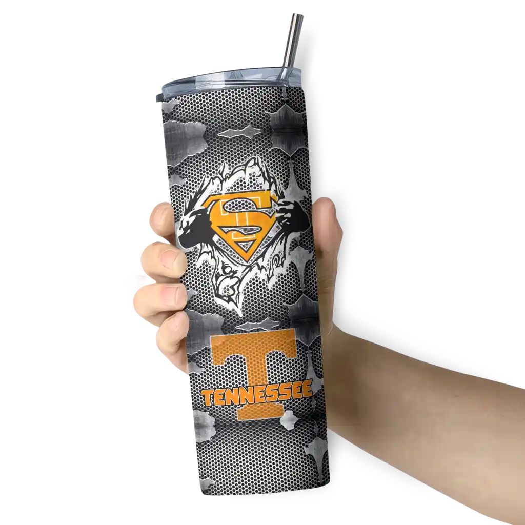 personalized-tennessee-volunteers-chevron-v-orange-gray-skinny-tumbler-premium-grade.webp