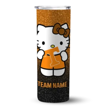 Personalized Tennessee Volunteers Hello Kitty Orange Black Skinny Tumbler