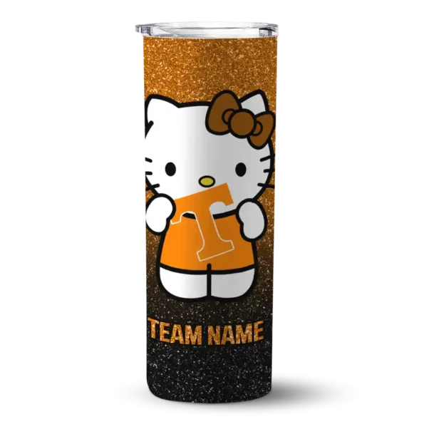 personalized tennessee volunteers hello kitty orange black skinny tumbler best selling 1