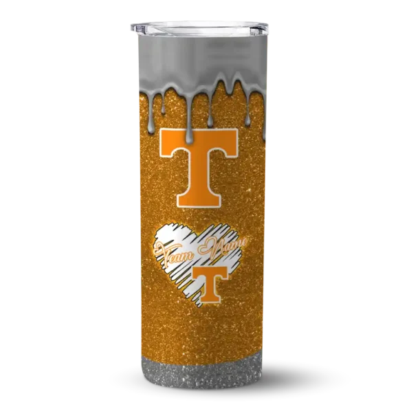 personalized tennessee volunteers pixel fade orange skinny tumbler best selling 1