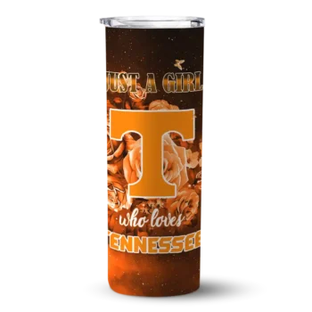 Personalized Tennessee Volunteers Rose Romance Orange Black Skinny Tumbler