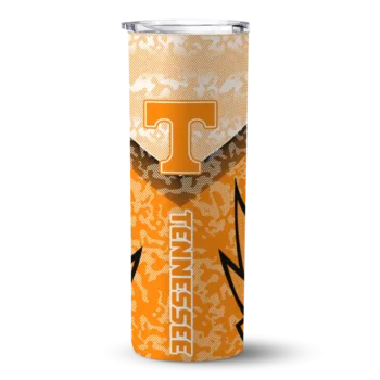 Personalized Tennessee Volunteers Spiral Burst Print Orange Skinny Tumbler