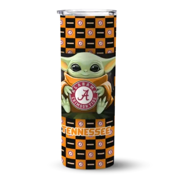 Personalized Tennessee Volunteers Yoda Cozy Orange Black Skinny Tumbler