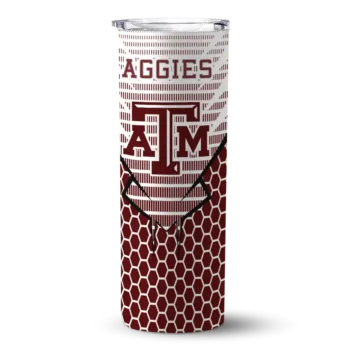 Personalized Texas A&M Aggies Chevron Stripes Maroon Skinny Tumbler