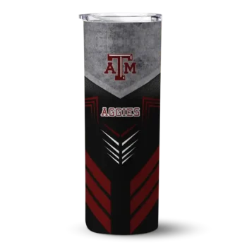 Personalized Texas A&M Aggies Hexagon Honeycomb Maroon Black Skinny Tumbler