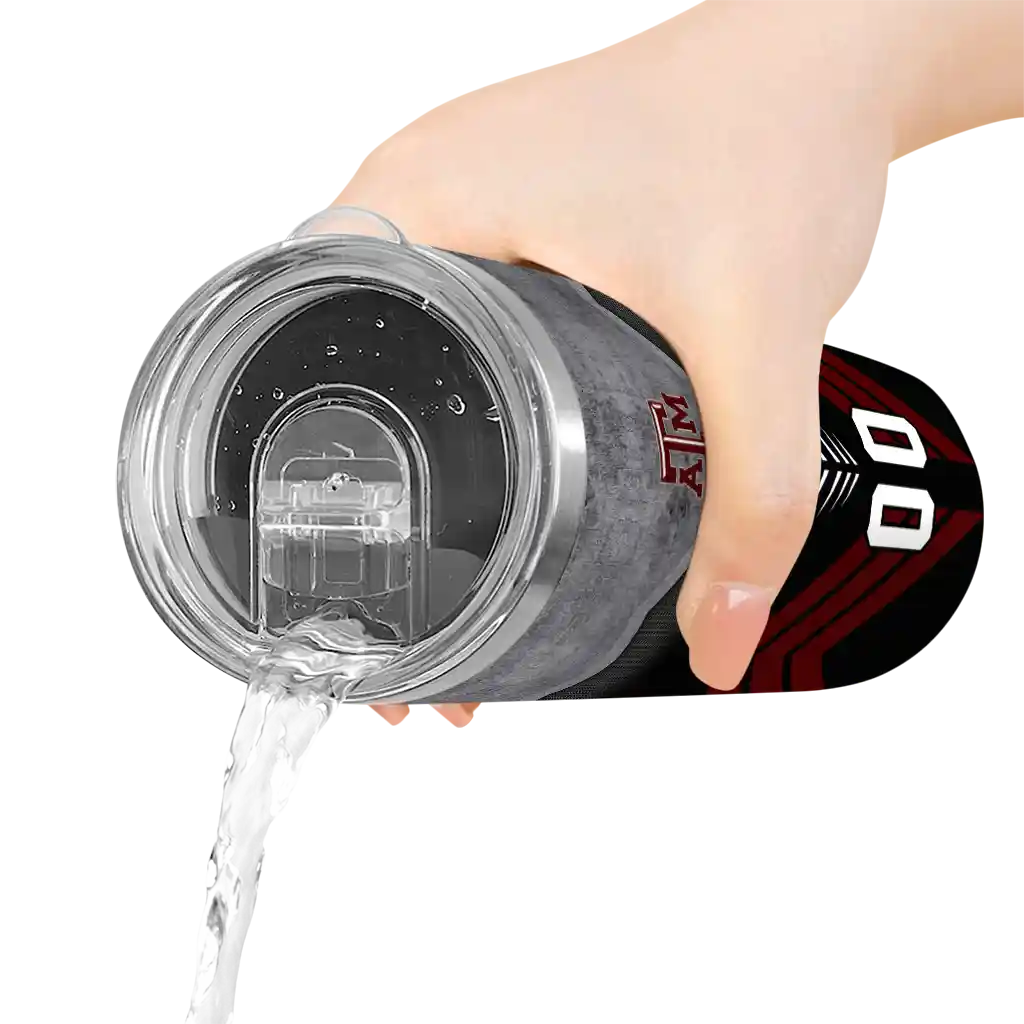 personalized-texas-am-aggies-hexagon-honeycomb-maroon-black-skinny-tumbler-latest-model.webp