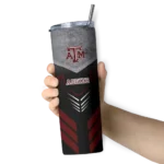 personalized-texas-am-aggies-hexagon-honeycomb-maroon-black-skinny-tumbler-best-selling.webp