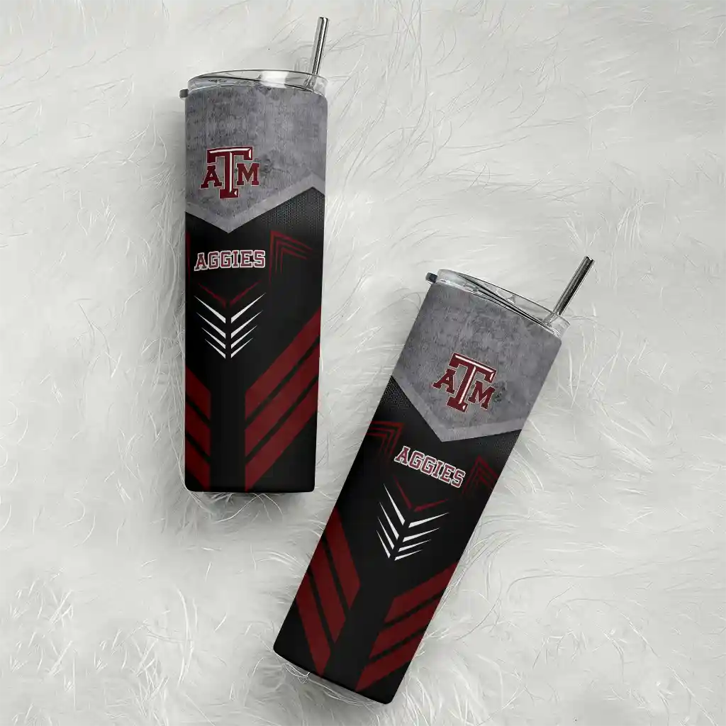 personalized-texas-am-aggies-hexagon-honeycomb-maroon-black-skinny-tumbler-top-rated.webp