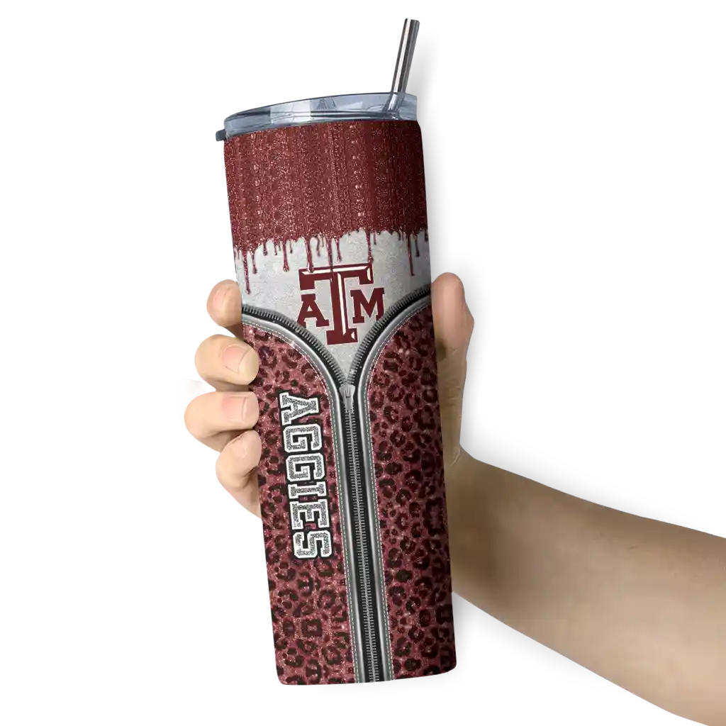 personalized-texas-am-aggies-sparkle-drip-maroon-skinny-tumbler-premium-grade.webp