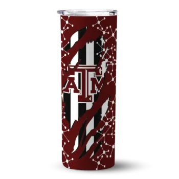 Personalized Texas A&M Aggies Star Pop Maroon Black Skinny Tumbler