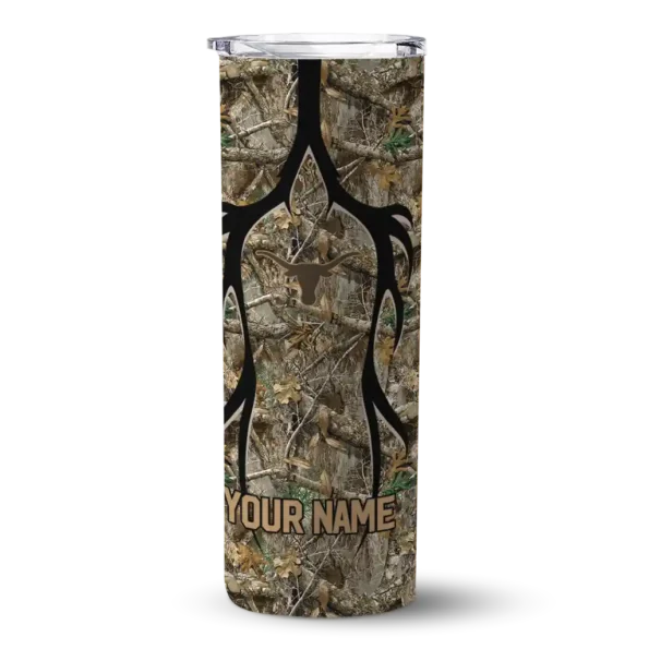personalized texas longhorns antler flow camo skinny tumbler best selling