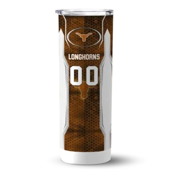 Personalized Texas Longhorns Stacked Diamond Orange Skinny Tumbler