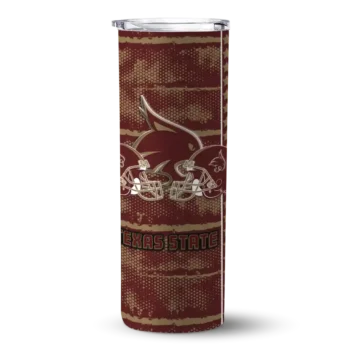 Personalized Texas State Bobcats Chevron Patch Maroon Skinny Tumbler