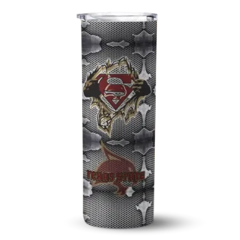 Personalized Texas State Bobcats Chevron V Maroon Gray Skinny Tumbler