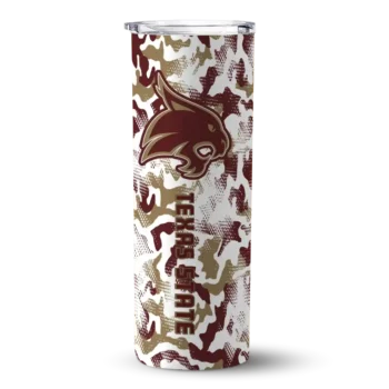 Personalized Texas State Bobcats Claw Marks Maroon White Skinny Tumbler