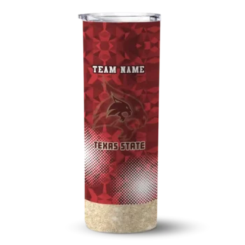 Personalized Texas State Bobcats Starburst Tiles Maroon Skinny Tumbler