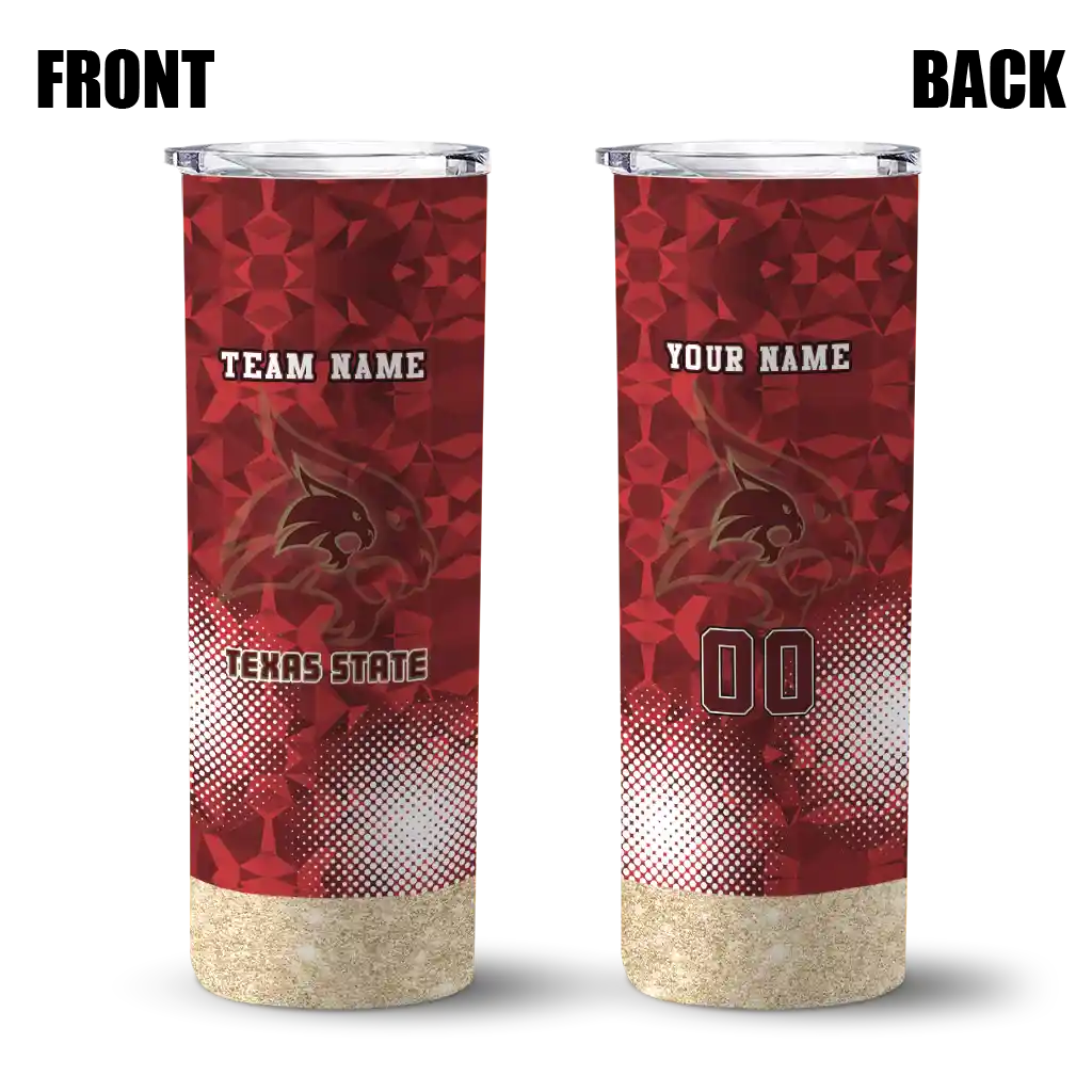 personalized-texas-state-bobcats-starburst-tiles-maroon-skinny-tumbler-fashion-forward.webp