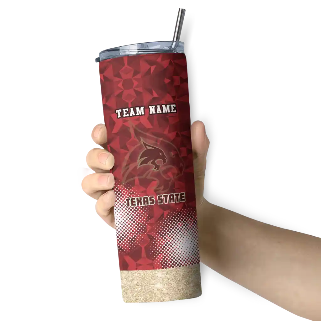 personalized-texas-state-bobcats-starburst-tiles-maroon-skinny-tumbler-premium-grade.webp