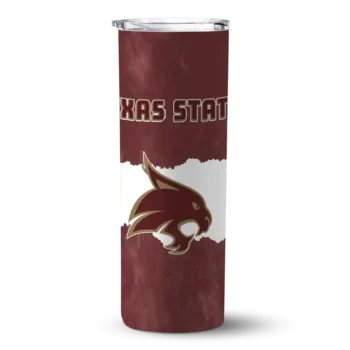 Personalized Texas State Bobcats Torn Band Maroon White Skinny Tumbler