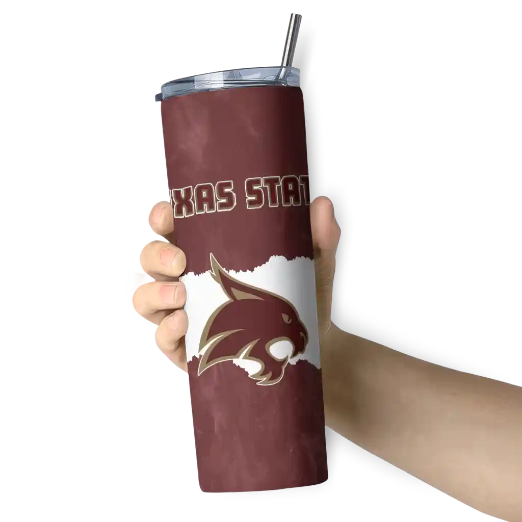 personalized-texas-state-bobcats-torn-band-maroon-white-skinny-tumbler-premium-grade.webp