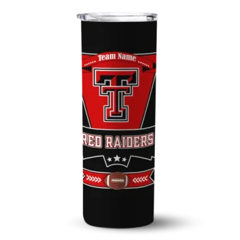 Personalized Texas Tech Red Raiders Helmet Belt Red Black Skinny Tumbler